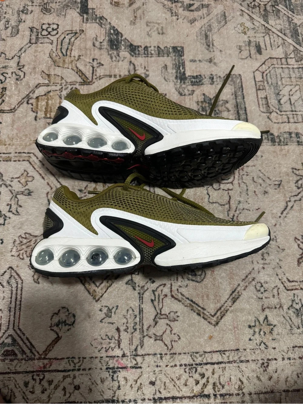 Nike Olive Green Mesh Air Max Sneakers with White Midsole